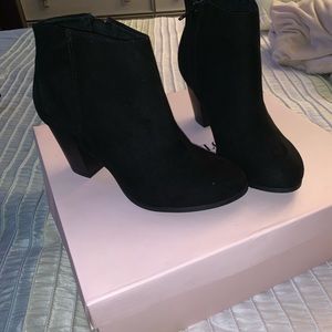 ❌ SOLD❌ Sueded Block-Heel Booties for Women